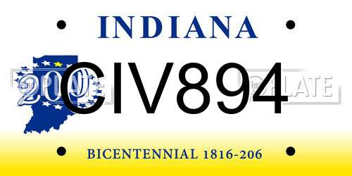 CIV894 Indiana License Plate