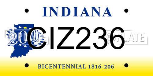 CIZ236 Indiana License Plate