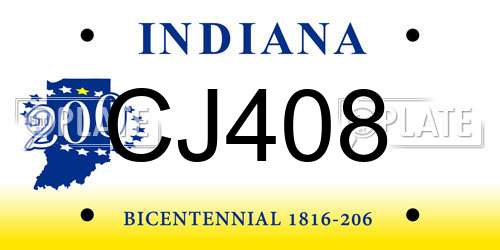 CJ408 Indiana License Plate
