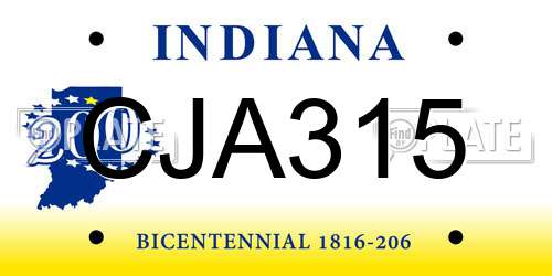 CJA315 Indiana License Plate