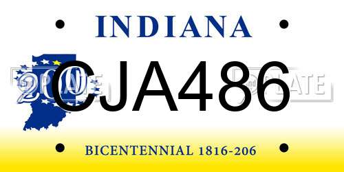 CJA486 Indiana License Plate