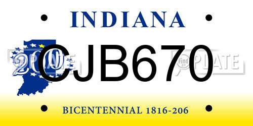 CJB670 Indiana License Plate