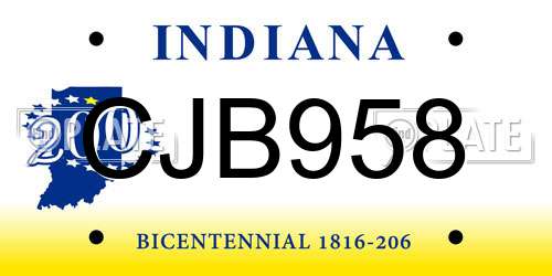 CJB958 Indiana License Plate
