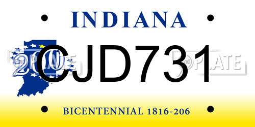 CJD731 Indiana License Plate