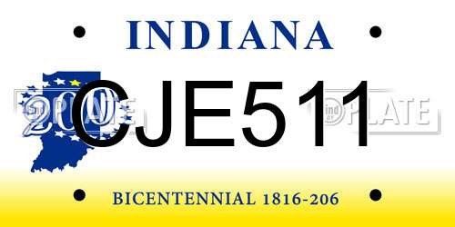 CJE511 Indiana License Plate
