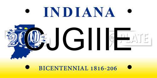 CJGIIIE Indiana License Plate