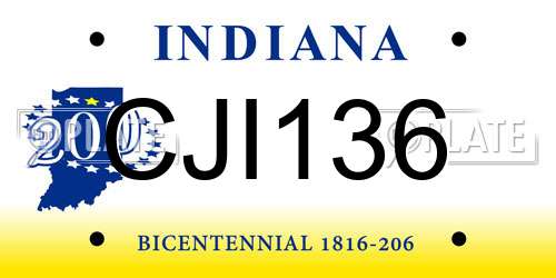 CJI136 Indiana License Plate