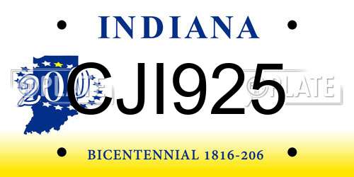 CJI925 Indiana License Plate