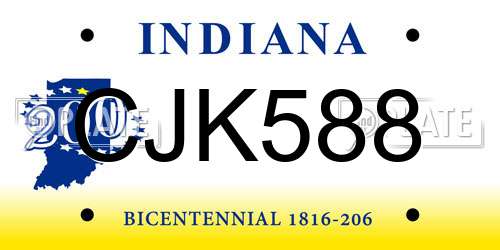 CJK588 Indiana License Plate