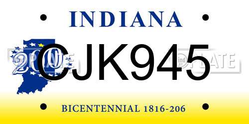 CJK945 Indiana License Plate