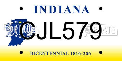 CJL579 Indiana License Plate