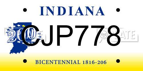 CJP778 Indiana License Plate