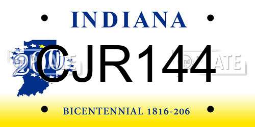 CJR144 Indiana License Plate