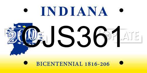 CJS361 Indiana License Plate