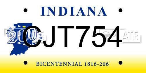 CJT754 Indiana License Plate