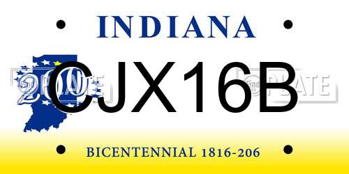 CJX16B Indiana License Plate
