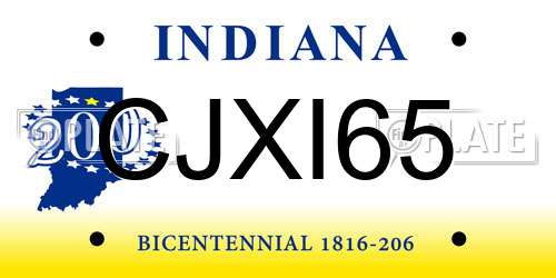 CJXI65 Indiana License Plate