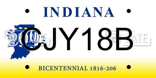 CJY18B Indiana License Plate