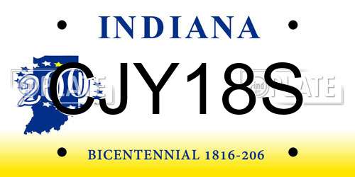 CJY18S Indiana License Plate