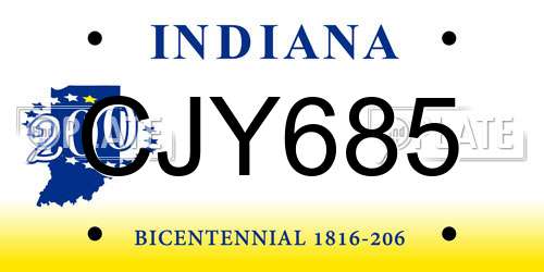 CJY685 Indiana License Plate