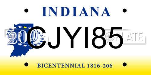 CJYI85 Indiana License Plate