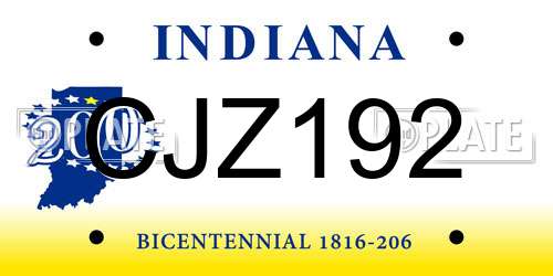 CJZ192 Indiana License Plate