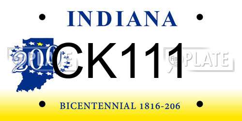 CK111 Indiana License Plate