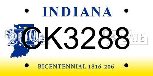 CK3288 Indiana License Plate