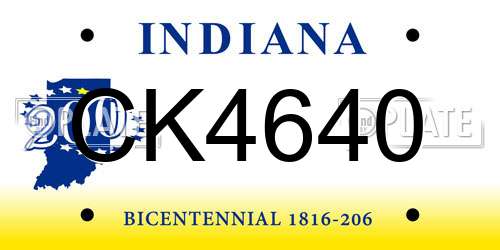 CK4640 Indiana License Plate
