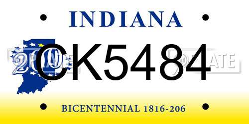 CK5484 Indiana License Plate