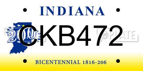 CKB472 Indiana License Plate