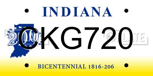 CKG720 Indiana License Plate
