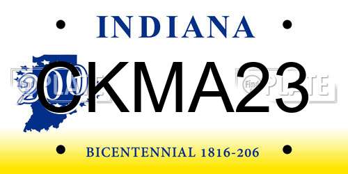 CKMA23 Indiana License Plate