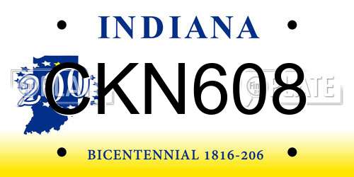 CKN608 Indiana License Plate