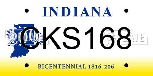 CKS168 Indiana License Plate