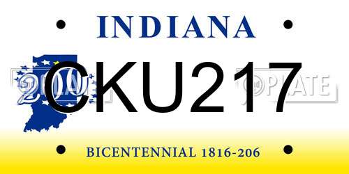 CKU217 Indiana License Plate