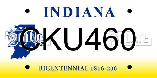 CKU460 Indiana License Plate