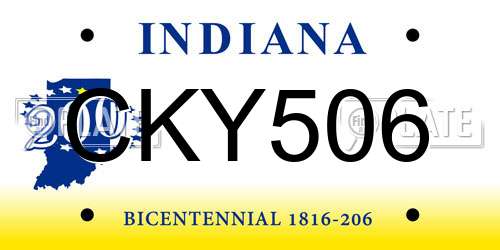 CKY506 Indiana License Plate
