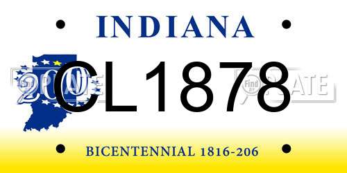 CL1878 Indiana License Plate
