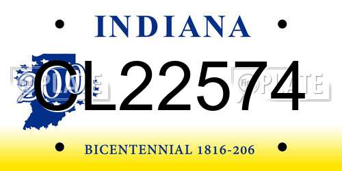 CL22574 Indiana License Plate
