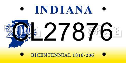 CL27876 Indiana License Plate
