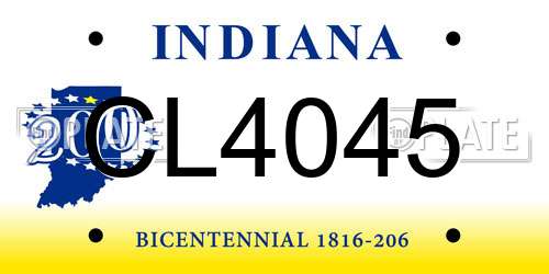 CL4045 Indiana License Plate