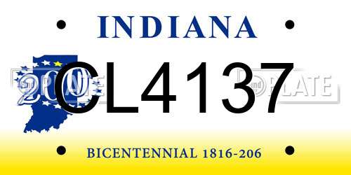 CL4137 Indiana License Plate