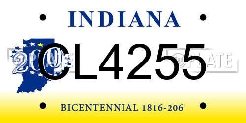 CL4255 Indiana License Plate