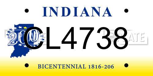 CL4738 Indiana License Plate