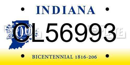 CL56993 Indiana License Plate