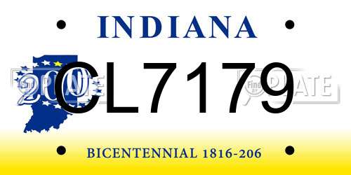 CL7179 Indiana License Plate