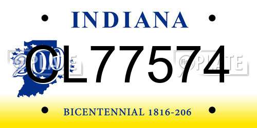 CL77574 Indiana License Plate