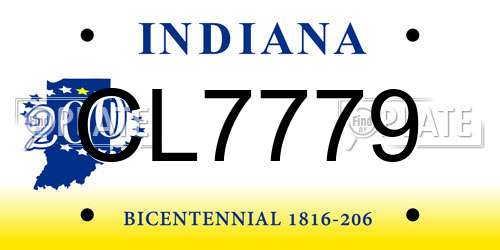 CL7779 Indiana License Plate