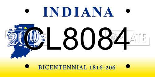 CL8084 Indiana License Plate
